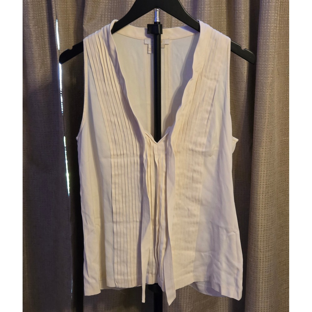 Abaete‎ Sleeveless V-Neck Blouse Women's Size Large Cream Tie Front